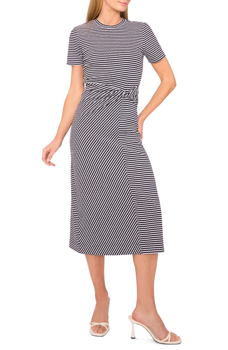 Halogen<sup>®</sup> Twist Stripe T-Shirt Dress, Main, color, Baritone Blue
