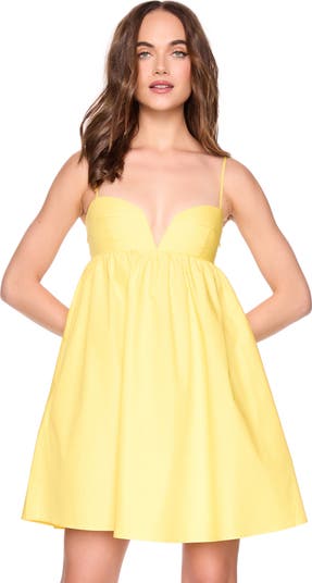 Plunge Neck Babydoll Dress