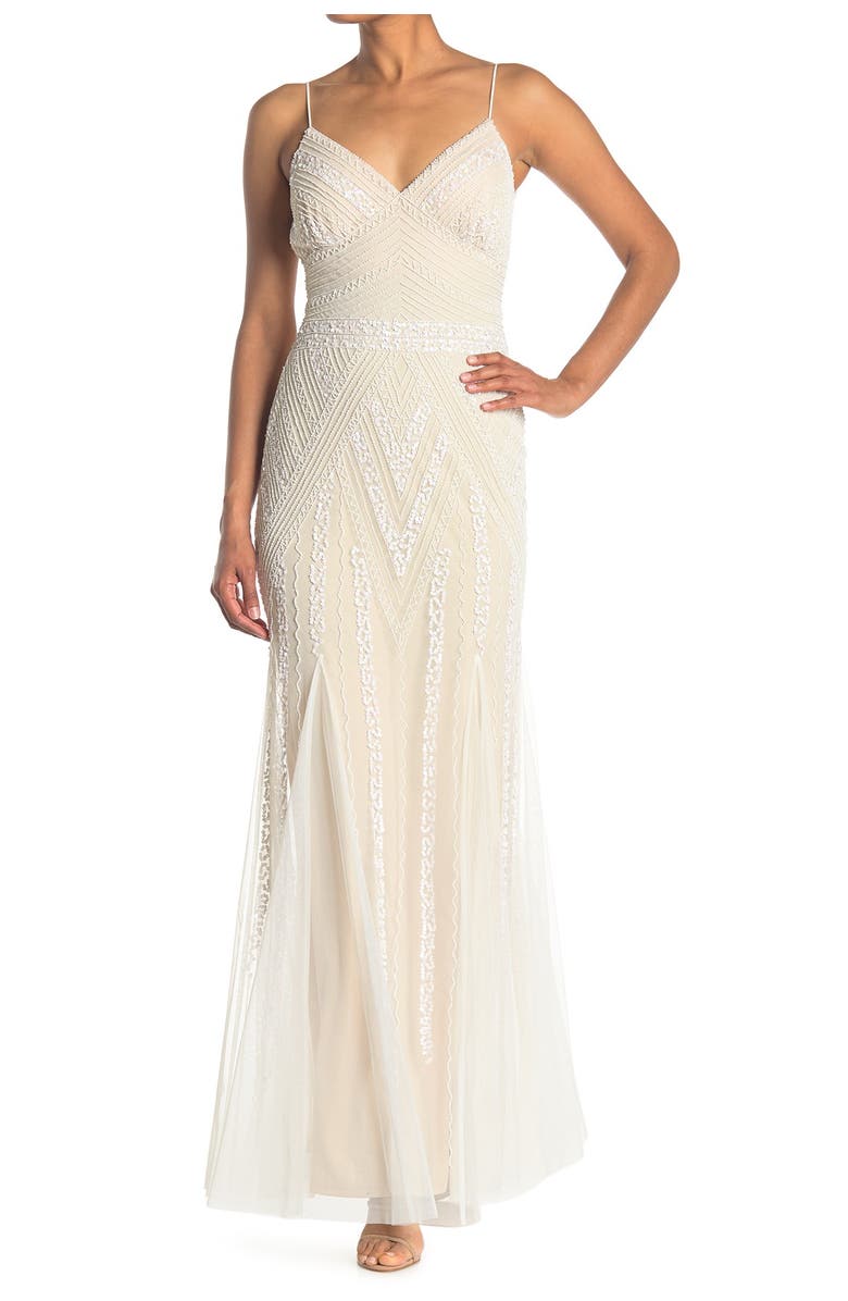 Marina Beaded V-Neck Gown, Main, color, 