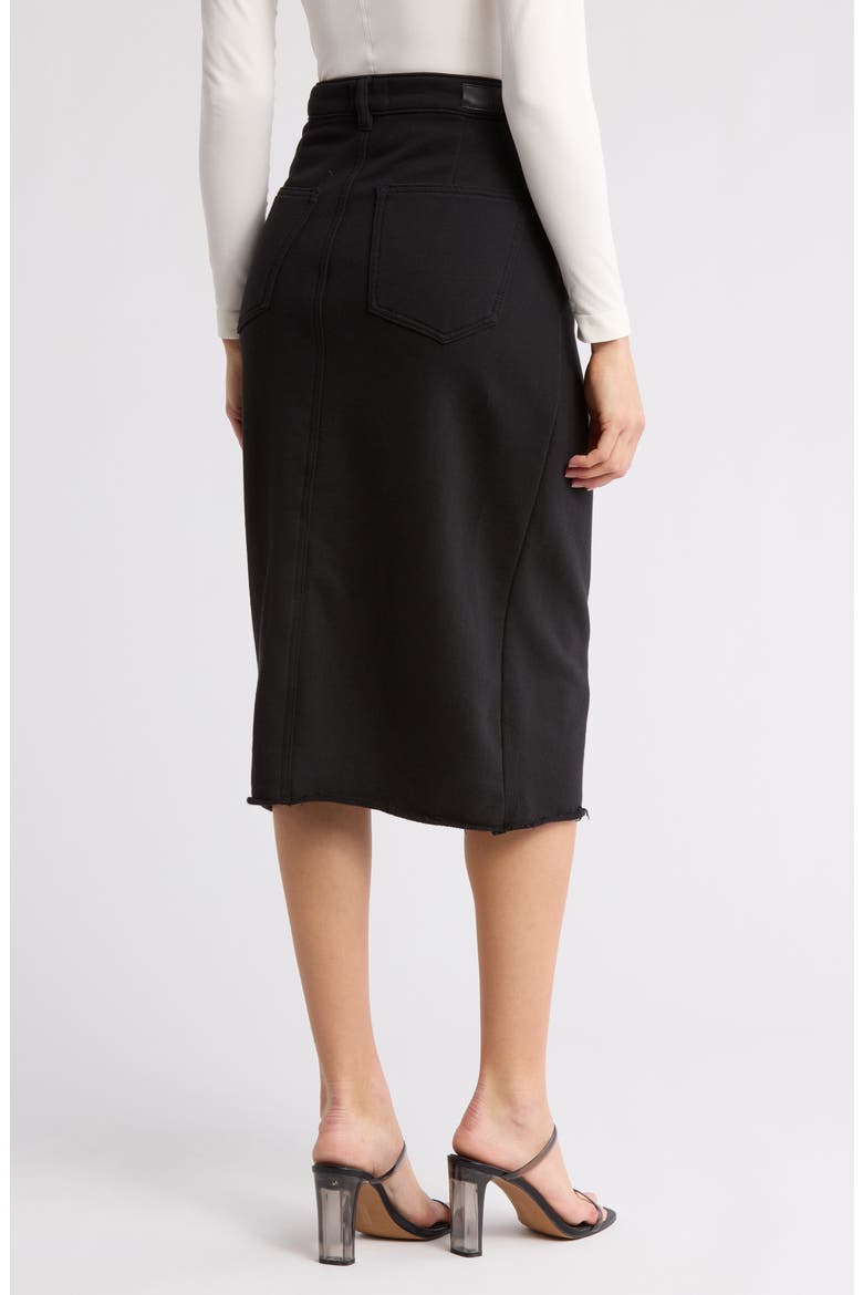 Alma Raw Hem Denim Midi Skirt, Alternate, color, BLACK
