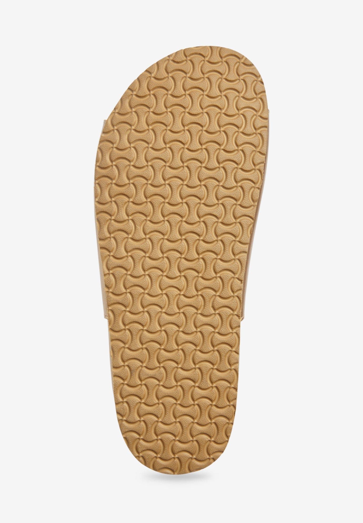 The Maxi Leather Like Adjustable Slip On Footbed Sandal, Alternate, color, GOLD