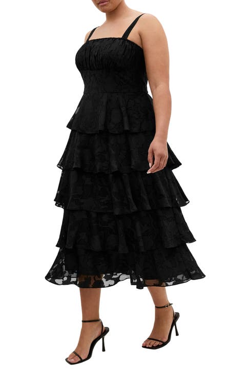 Daniela Tiered Ruffle Sleeveless Midi Dress (Plus)