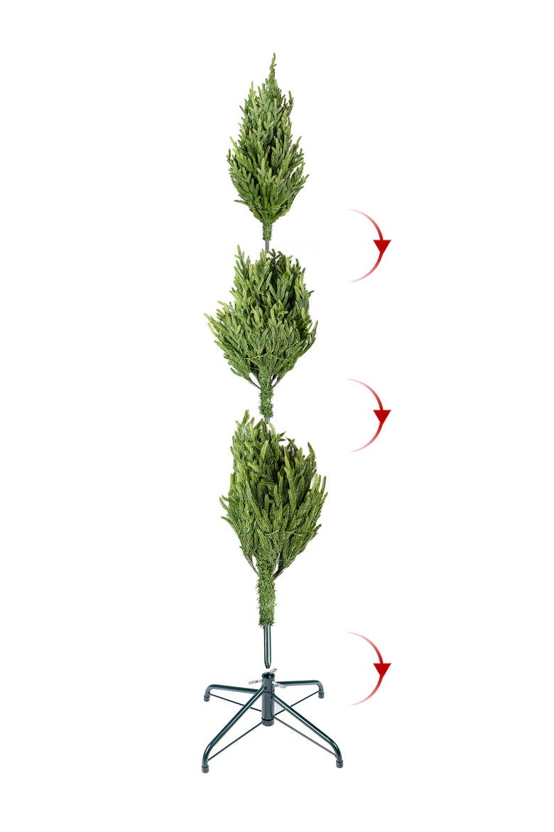 5ft/6ft Pre-lit Christmas Artificial Norfolk Pine Tree with Twinkling Lights and Remote Controller, Alternate, color, Green