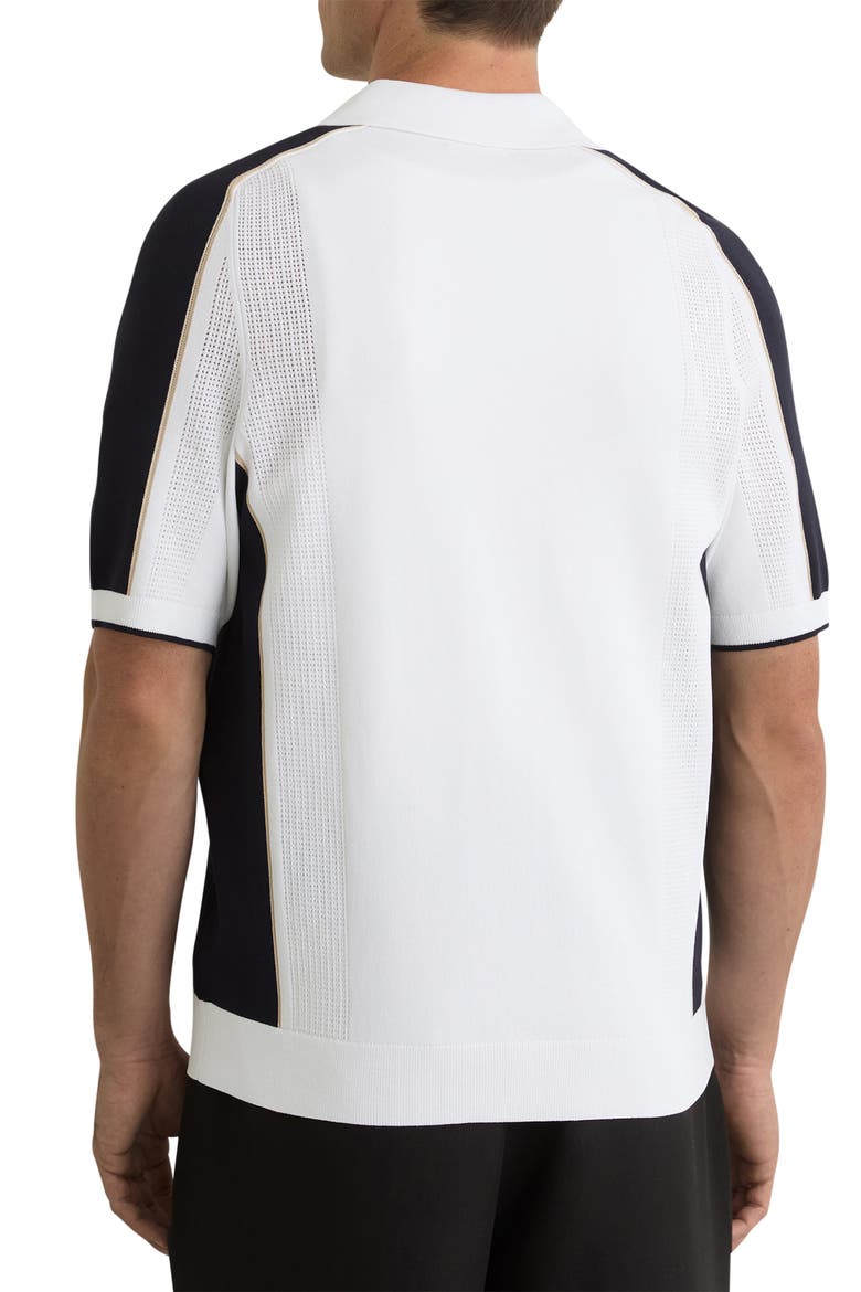 Farley Colorblock Short Sleeve Knit Button-Up Shirt, Alternate, color, NAVY/ WHITE