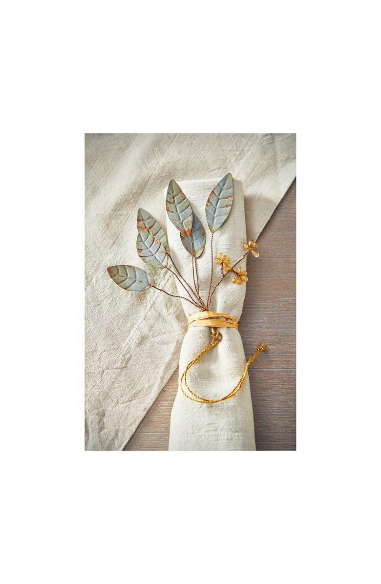 tag Metal Leaf Sprig Tree Ornaments - Fall Harvest Decor, Alternate, color, Green