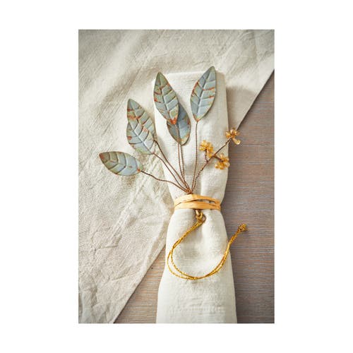 Tag Metal Leaf Sprig Tree Ornaments In Green