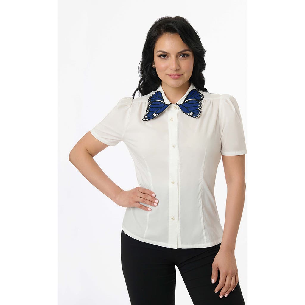 UNIQUE VINTAGE UNIQUE VINTAGE BLOUSE WITH EMBROIDERED COLLAR