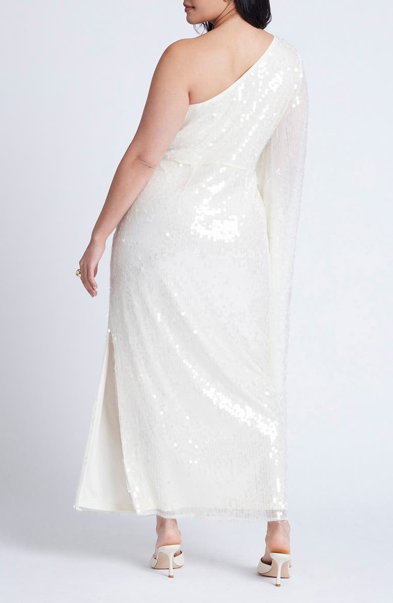 ELOQUII Paillette Sequin Paillette One-Shoulder Gown, Alternate, color, 