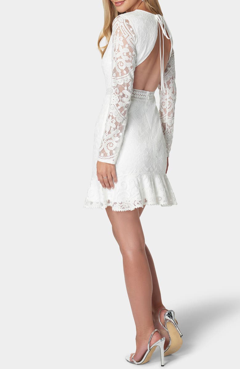 bebe Lace Long Sleeve Dress, Alternate, color, White