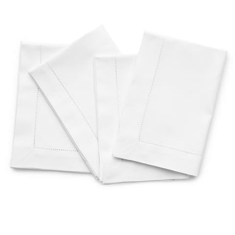 Cotton Linen Hemstitch Dinner Napkins Set of 4, 20 x 20 Inch for Dining Table, Holiday and Everyday Table Decor