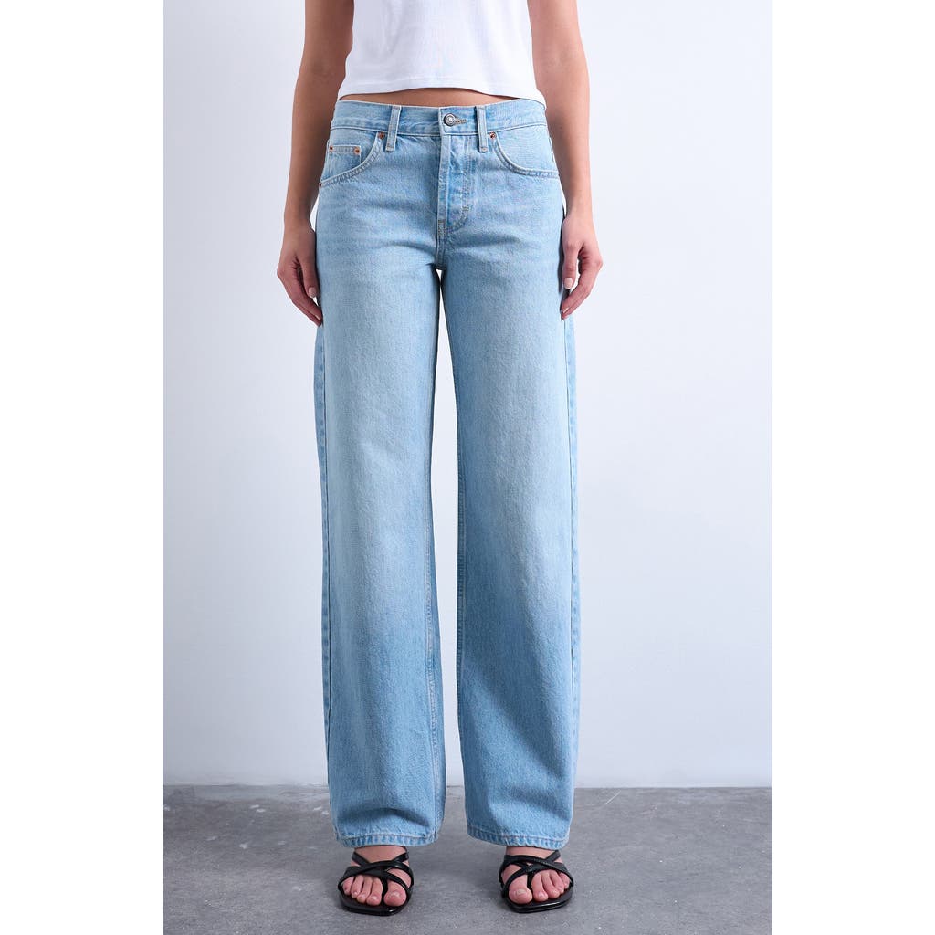 Topshop Low Rise Straight Leg Jeans In Blue