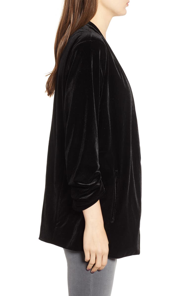 Bishop + Young Ruched Sleeve Velvet Blazer, Alternate, color,