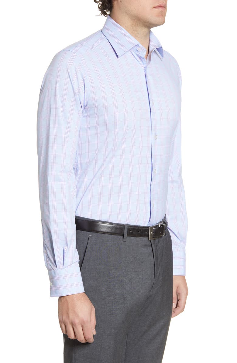 David Donahue Trim Fit Performance Stretch Plaid Dress Shirt, Alternate, color,