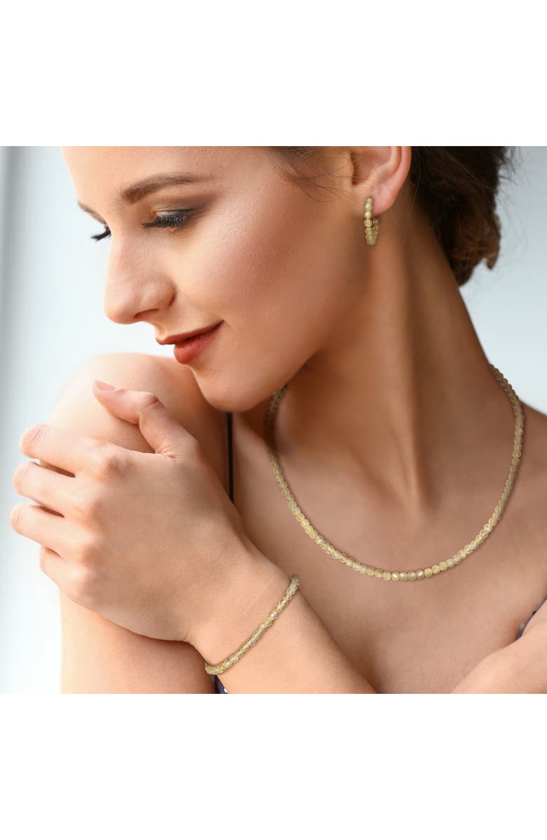 DELMAR Citrine Beaded Earrings, Bracelet & Necklace Set, Alternate, color, Gold