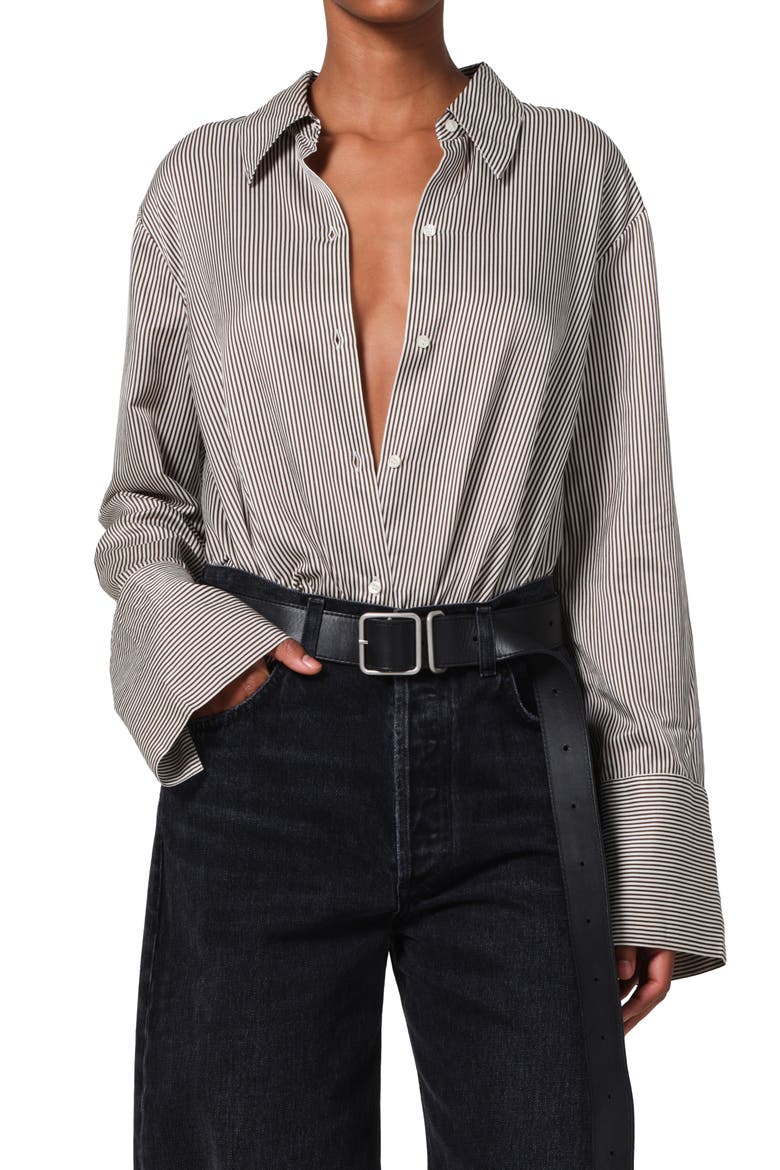 Camila Stripe Cotton & Silk Shirt, Main, color, VENETIAN STRIPE