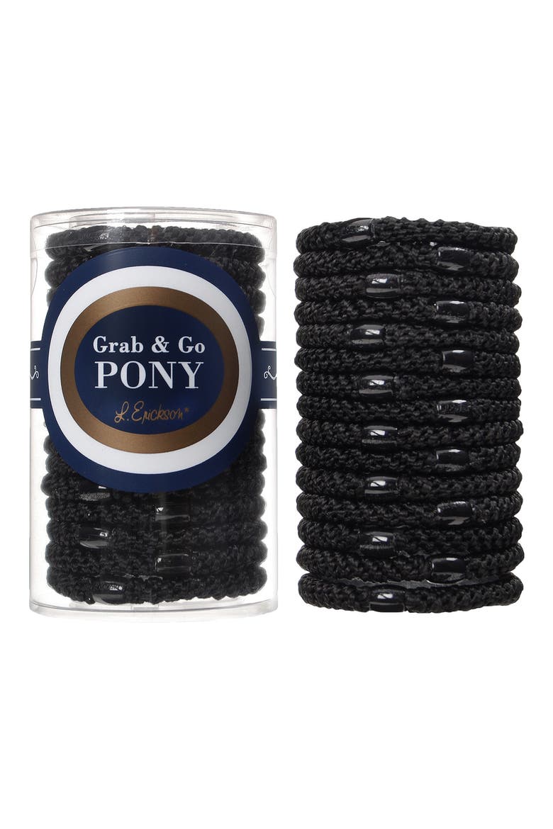Grab & Go 15-Pack Braided Ponytail Holders, Main, color, BLACK