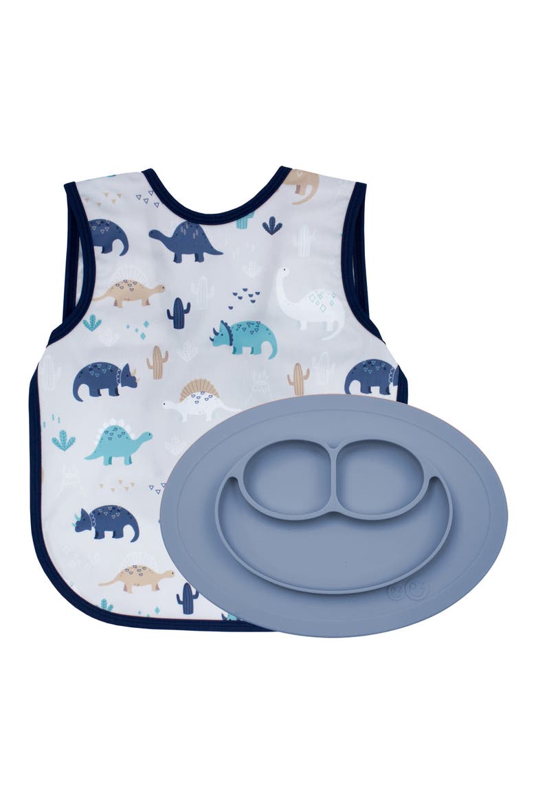x BapronBaby Dinos Apron & Feeding Mat Set, Main, color, INDIGO