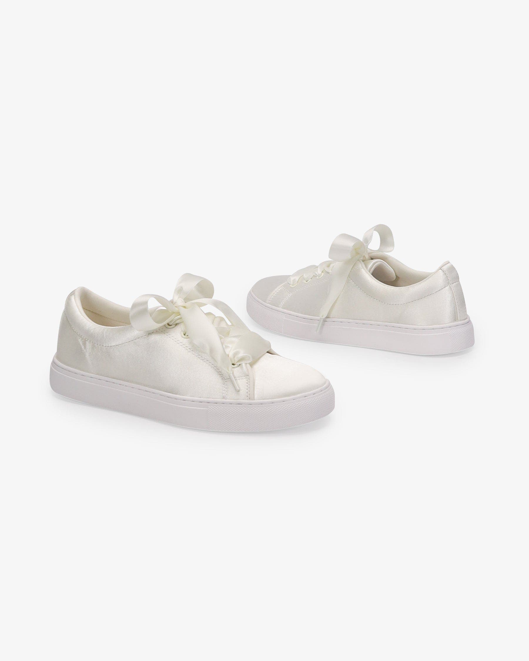 Lucy Satin Wedding Platform Sneakers, Alternate, color, Ivory