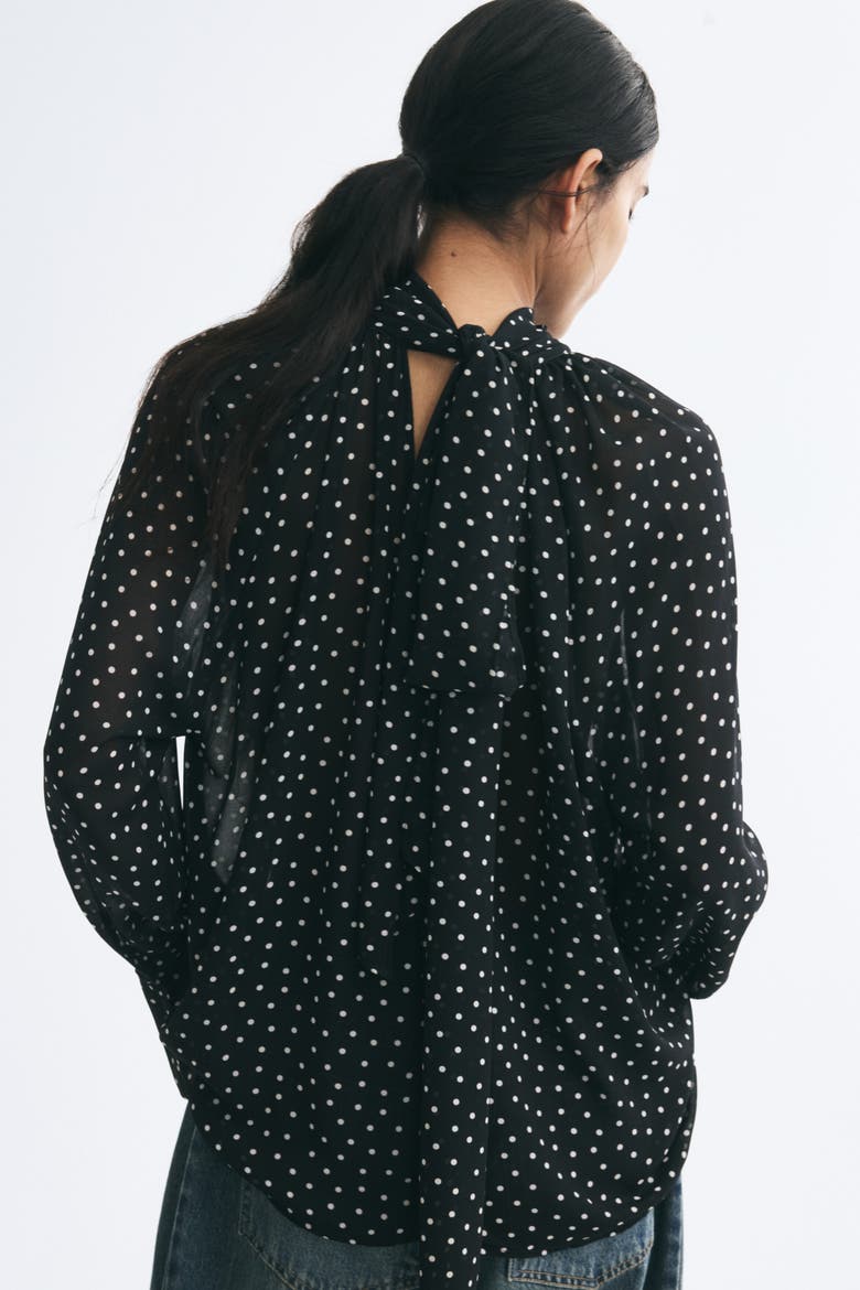 Blouse With Scarf Collar, Alternate, color, Black