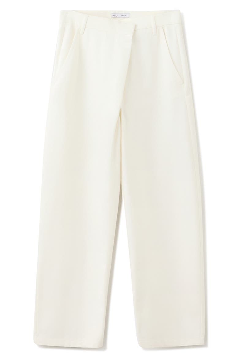 Asymmetrical Waistband Cotton Wide Leg Pants, Alternate, color, WHITE