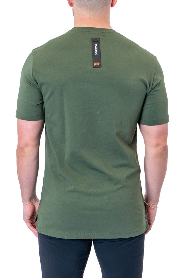 Screbbleskull Armygreen Embroidered Skull Stretch Cotton T-Shirt, Alternate, color, GREEN