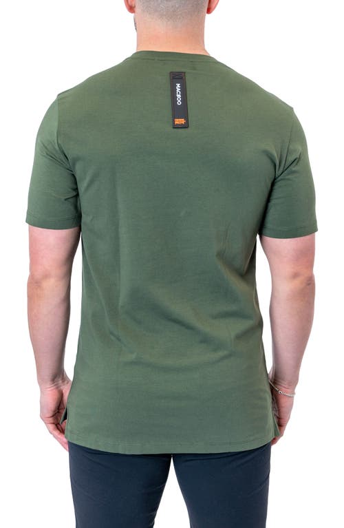 Maceoo Screbbleskull Armygreen Embroidered Skull Stretch Cotton T-shirt In Green