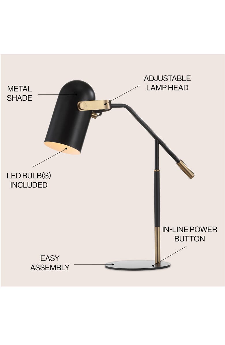 JONATHAN Y Edison 19.25" Metal LED Task Lamp, Black/Brass Gold, Alternate, color, Black/Brass Gold