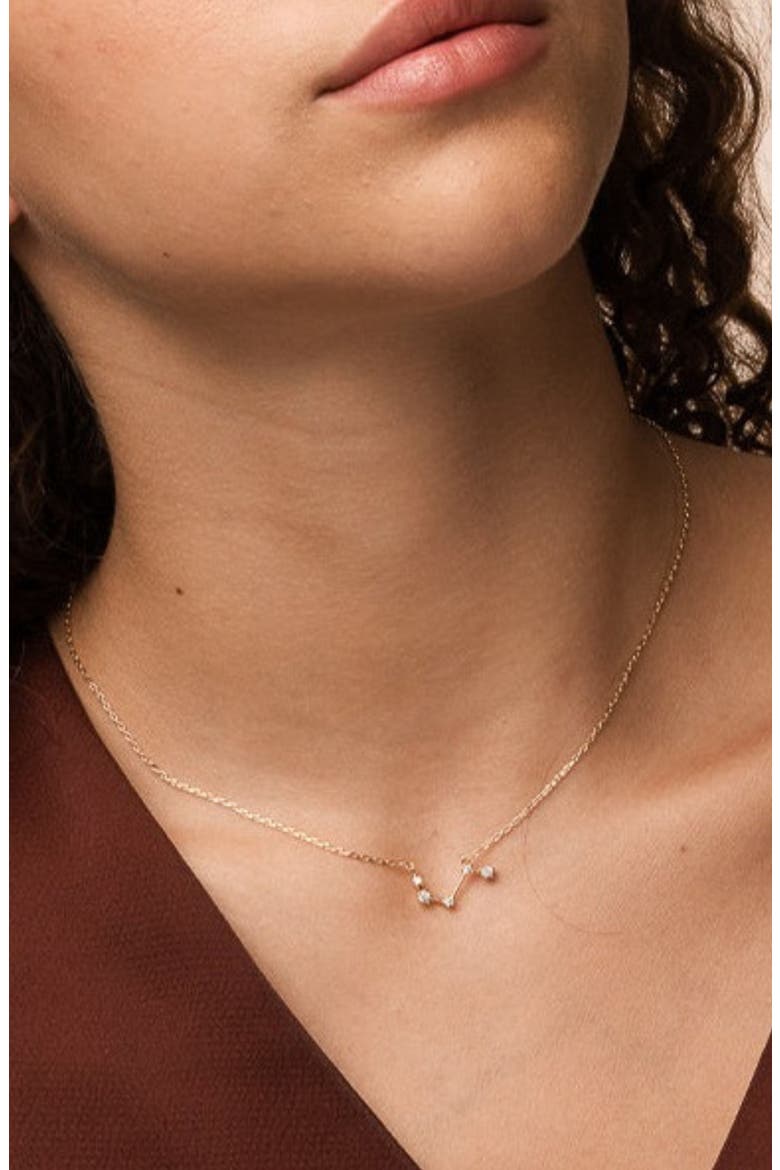 14k Gold Constellation Zodiac Necklace, 12 Zodiac Constellation Gift Idea, Alternate, color, Gold - Leo