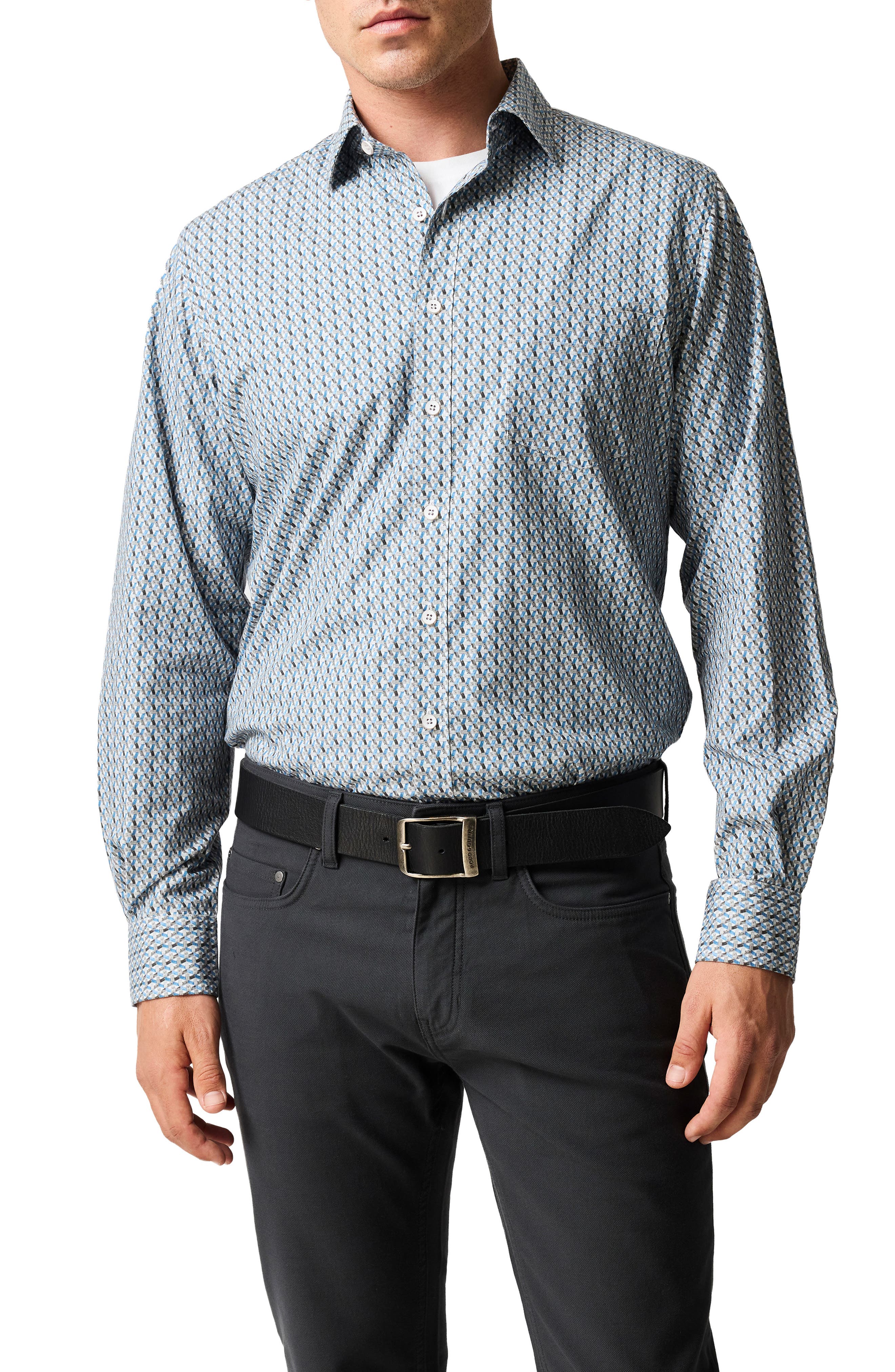 Rodd & Gunn Maitlands Sports Fit Geometric Print Cotton Poplin Button-Up Shirt