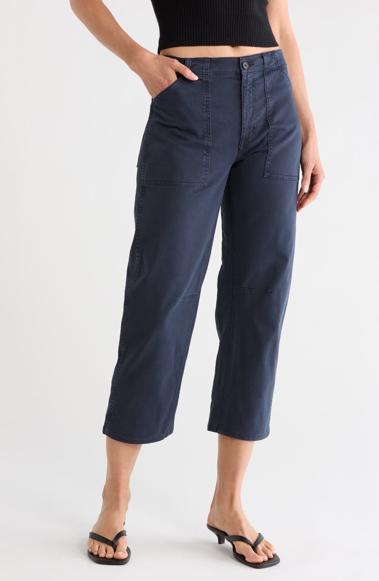 Madewell Darted Barrel Leg Pants, Main, color, Dark Navy