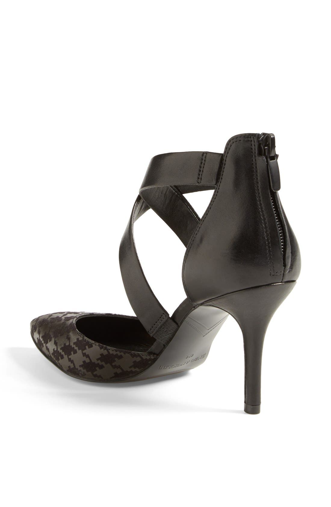 'Coadi' Cross Strap Pointy Toe Pump, Alternate, color, BLACK/ BLACK HOUNDSTOOTH