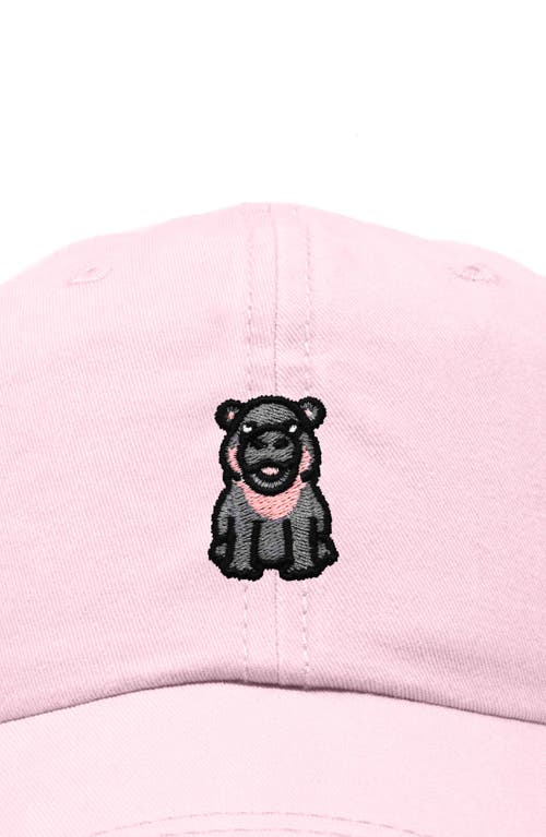 Dalix Hippo Embroidered Adjustable Hat In Washed Pink