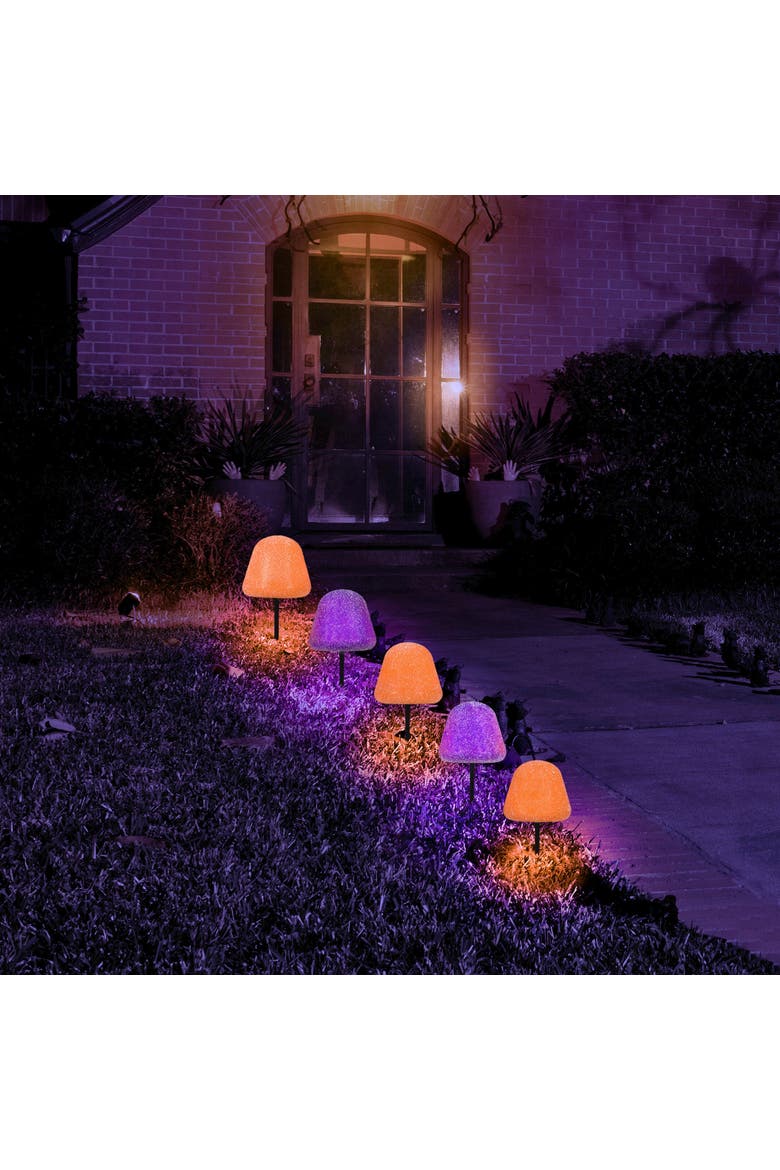 Set of 5 LED Gumdrop Pathway Lights - Orange and Purple, Alternate, color, Multicolor