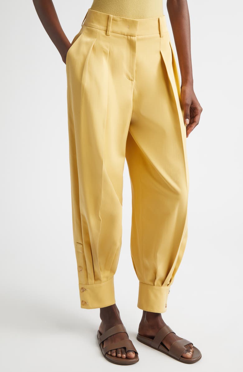 Michael Kors Collection Cuffed Silk Gabardine Carrot Pants, Alternate, color, Palomino