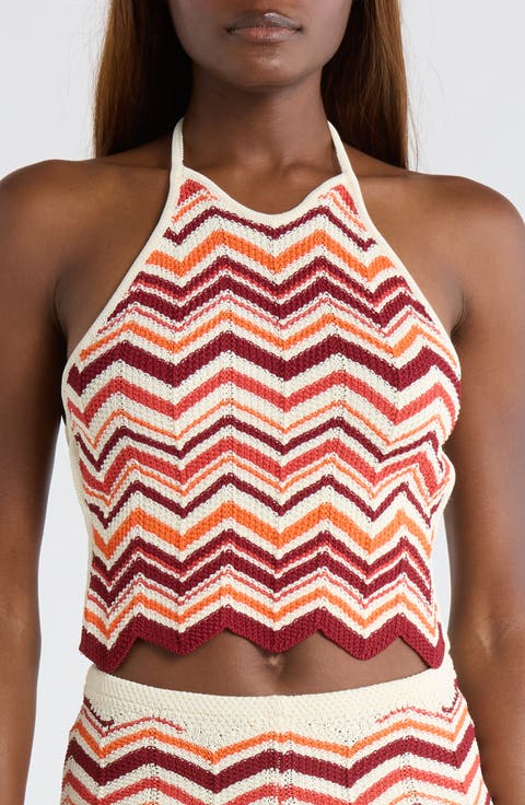 Chevron Knit Halter Crop Top