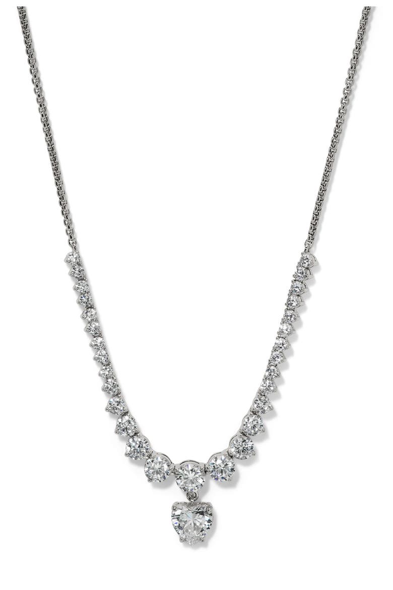 Astrid Heart Frontal Necklace, Main, color, RHODIUM