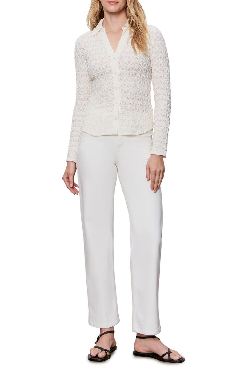 Sanctuary Dreamgirl Lace Button-Up Shirt, Alternate, color, Chalk