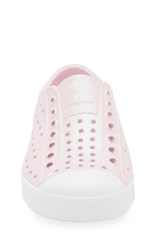 Native Shoes Kids' Jefferson Bling Slip-on Sneaker In Barely Pink Bling/white