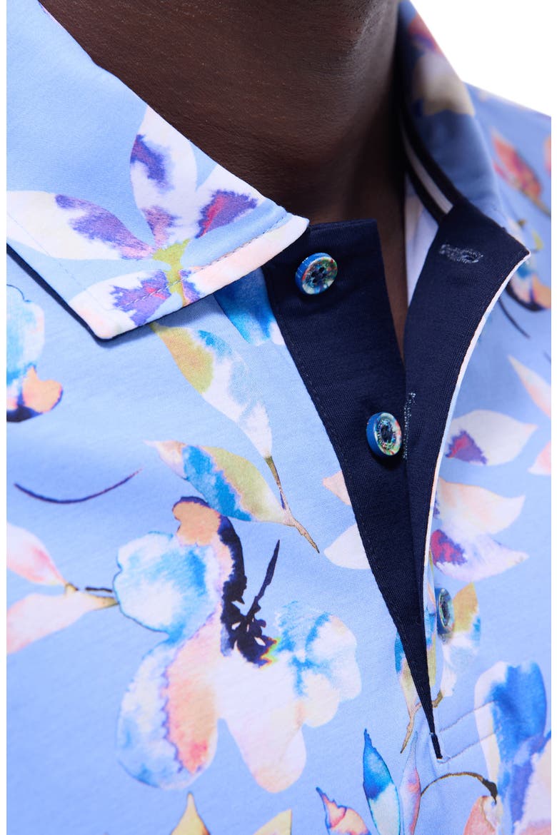 Hendrix Digital Floral Print Pima Cotton Polo, Alternate, color, AIR BLUE