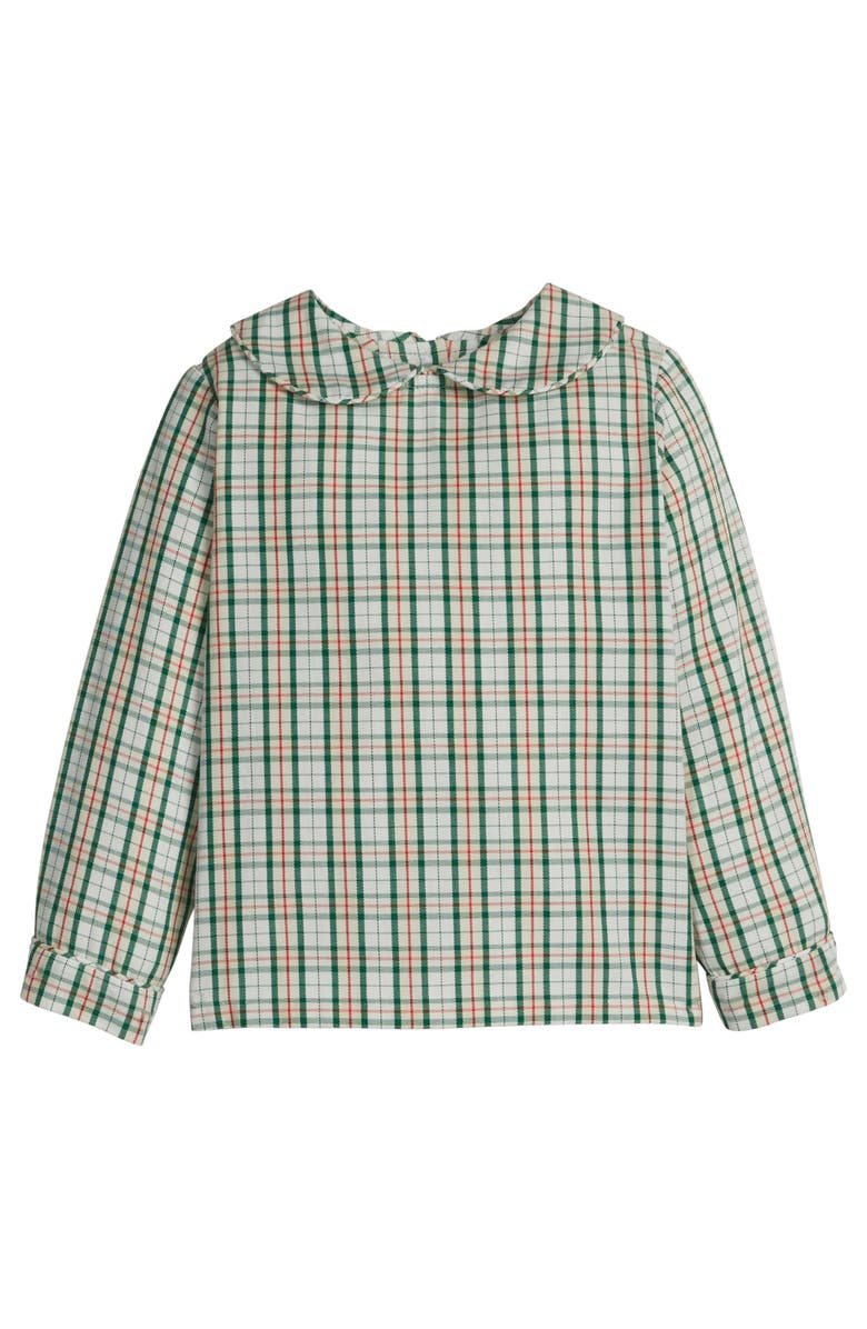 Little English Kids' Long Sleeve Cotton Peter Pan Shirt, Main, color, Mistletoe Tartan