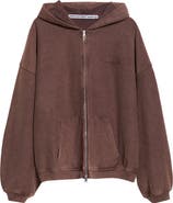 Alexander Wang Oversize Hotfix Crystal Cotton Zip Hoodie