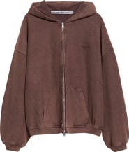 Alexander Wang Oversize Hotfix Crystal Cotton Zip Hoodie