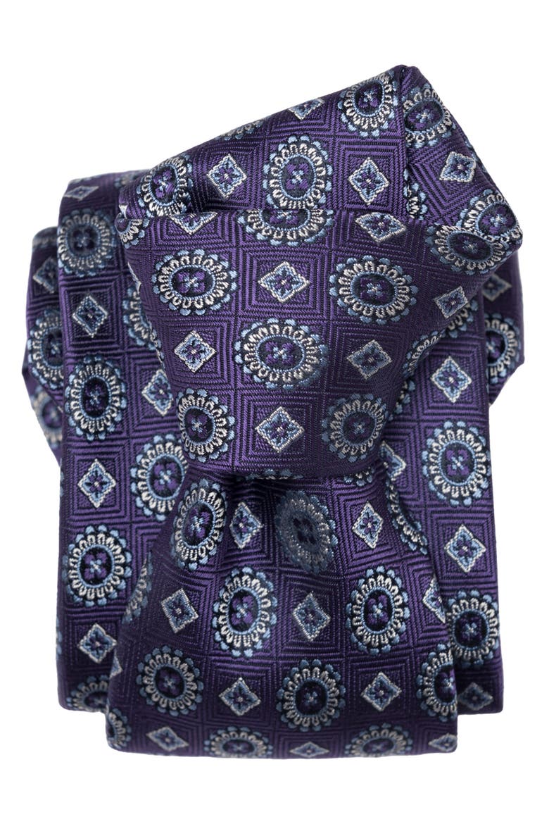 Ercole - Silk Jacquard Tie for Men, Alternate, color, Purple