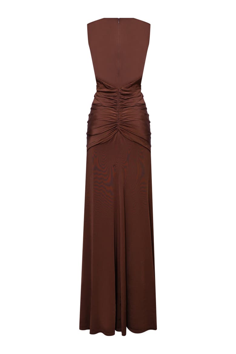 Moonlit Jersey Plunge Gown, Alternate, color, BROWN