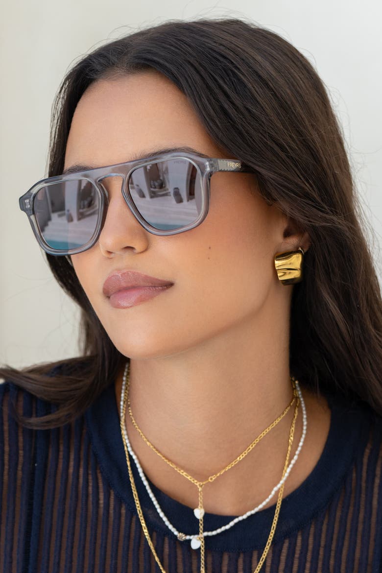 Addison Aviator Sunglasses, Alternate, color, Crystal Gray / Brown