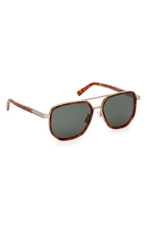 Zegna Men's 59mm Square Metal Sunglasses In Shiny Classic Havana