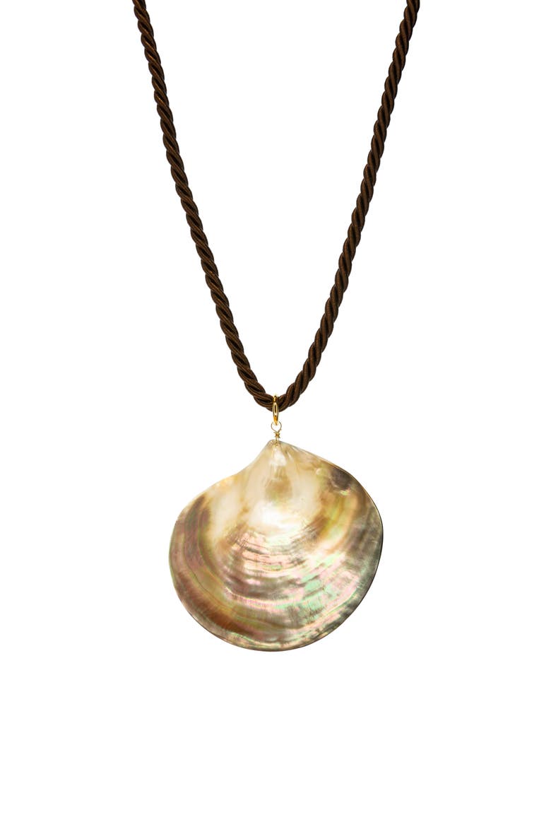 Marina Shell Pendant Necklace, Main, color, BROWN SHELL