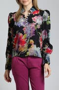 APNY Puff Shoulder Button Front Top
