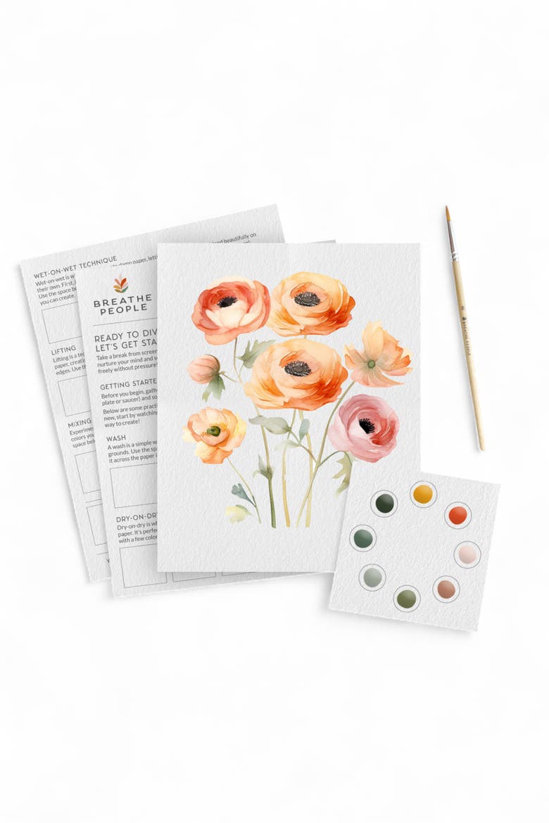 Desert Bloom All-In-One Watercolor Kit, Main, color, Ranunculus