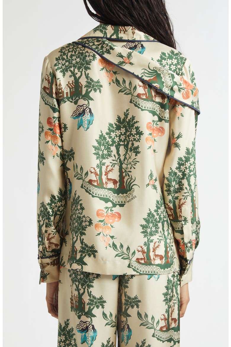 Deconstructed Silk Pajama Top, Alternate, color, BEIGE MULTI